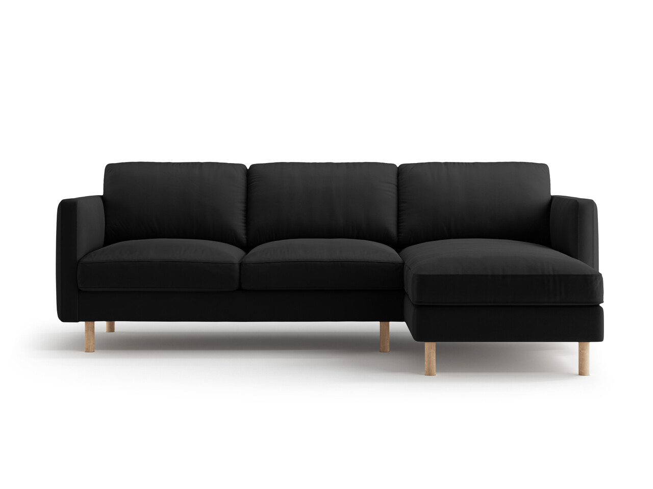 Coltar dreapta 3 locuri, Eden, Micadoni Home, 250x150x90 cm, catifea, negru - imagine 6